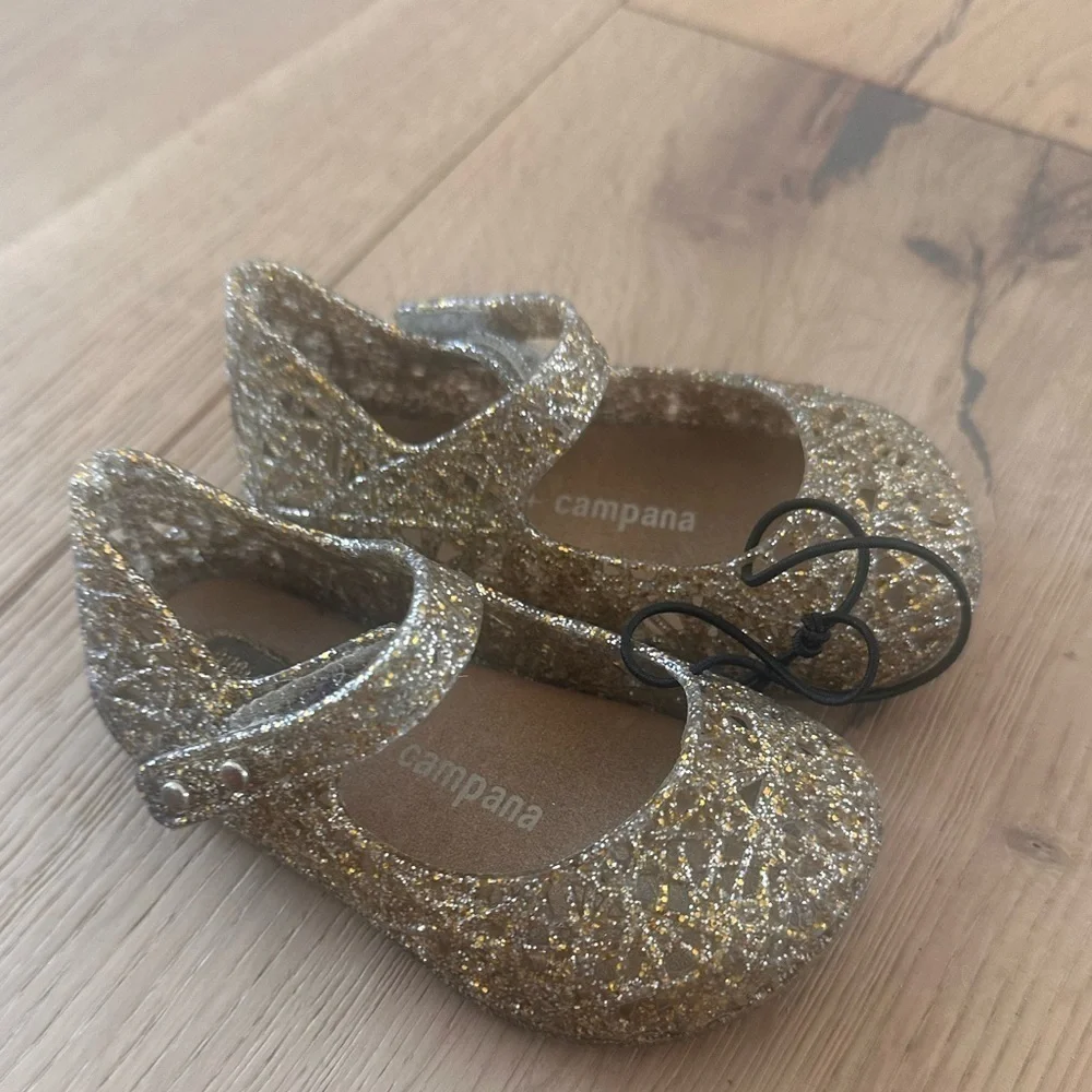 Mini Melissa Toddler Campana Zig Zag Gold Shoes 5 infant
